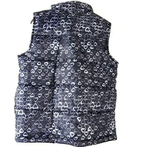 NWT Oshkosh B'gosh Girls Puffer Vest Zip-Front Heart Print Winter Vest 6X, 14 Y - Picture 3 of 4